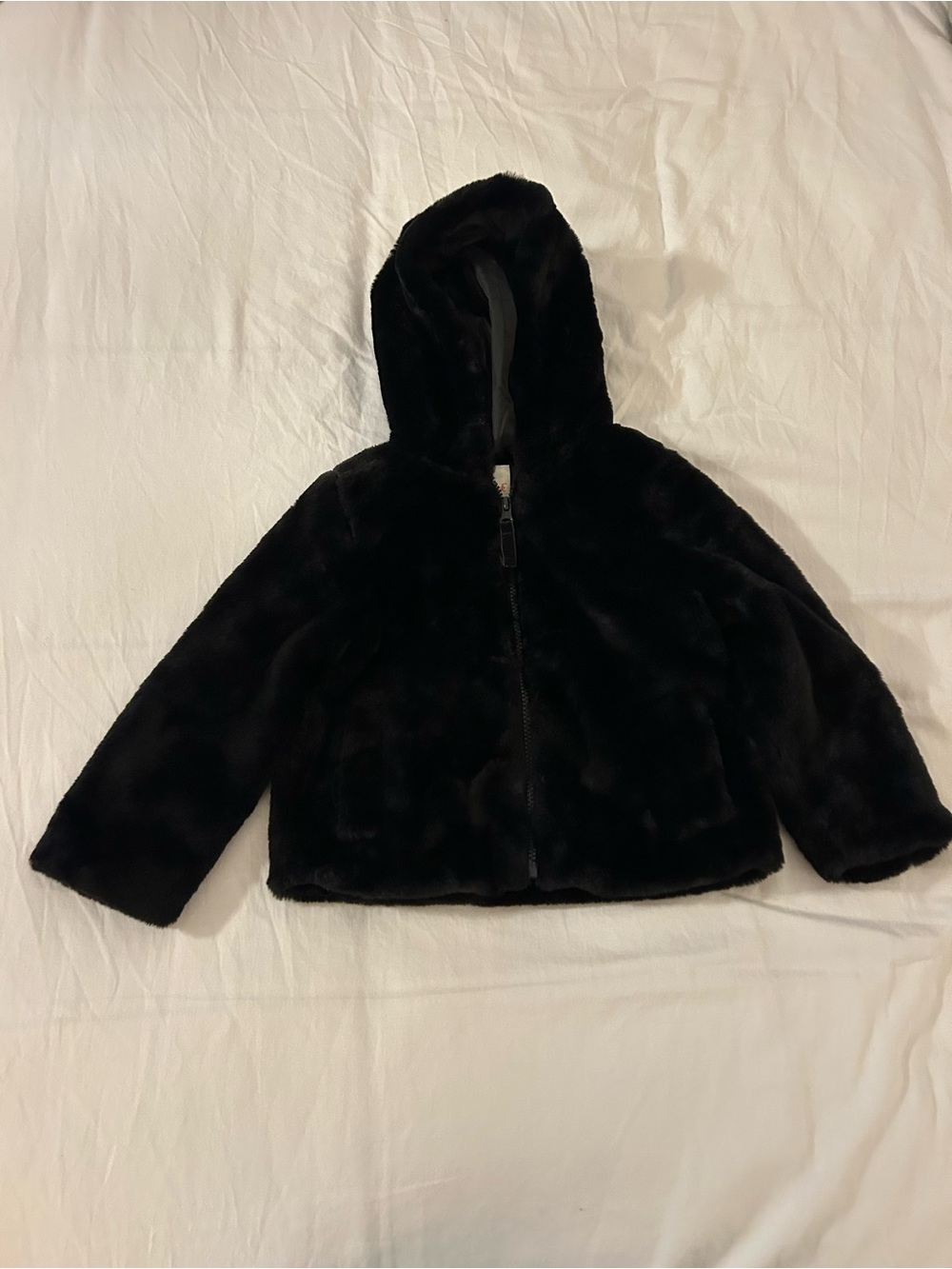 Cat & Jack Black Faux Fur Hooded Puffer Jacket